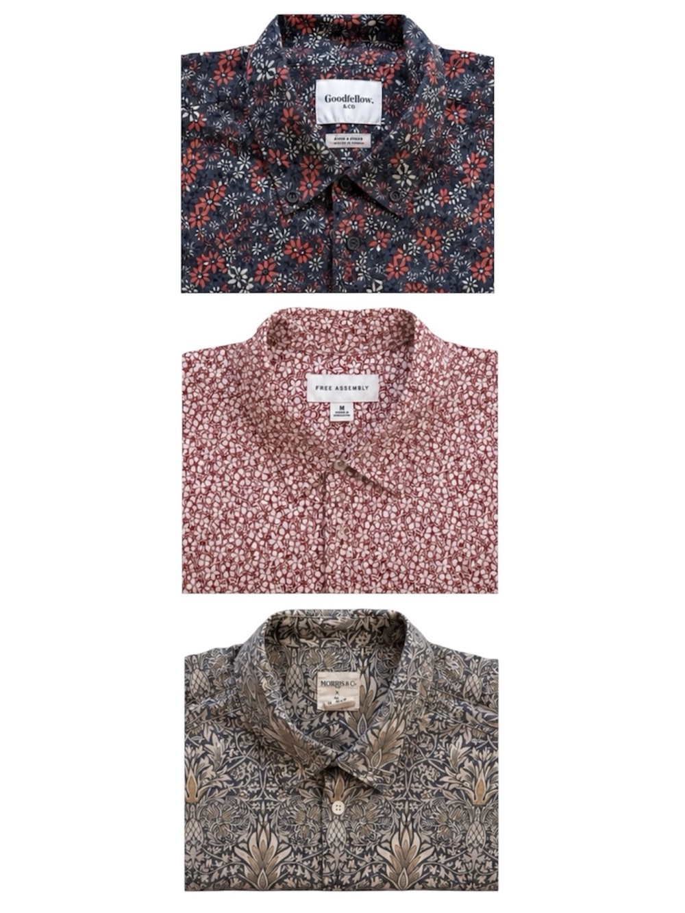 M/L Mens Morris & Co Goodfellow Free Assembly vintage Artsy Floral Shirt Bundle